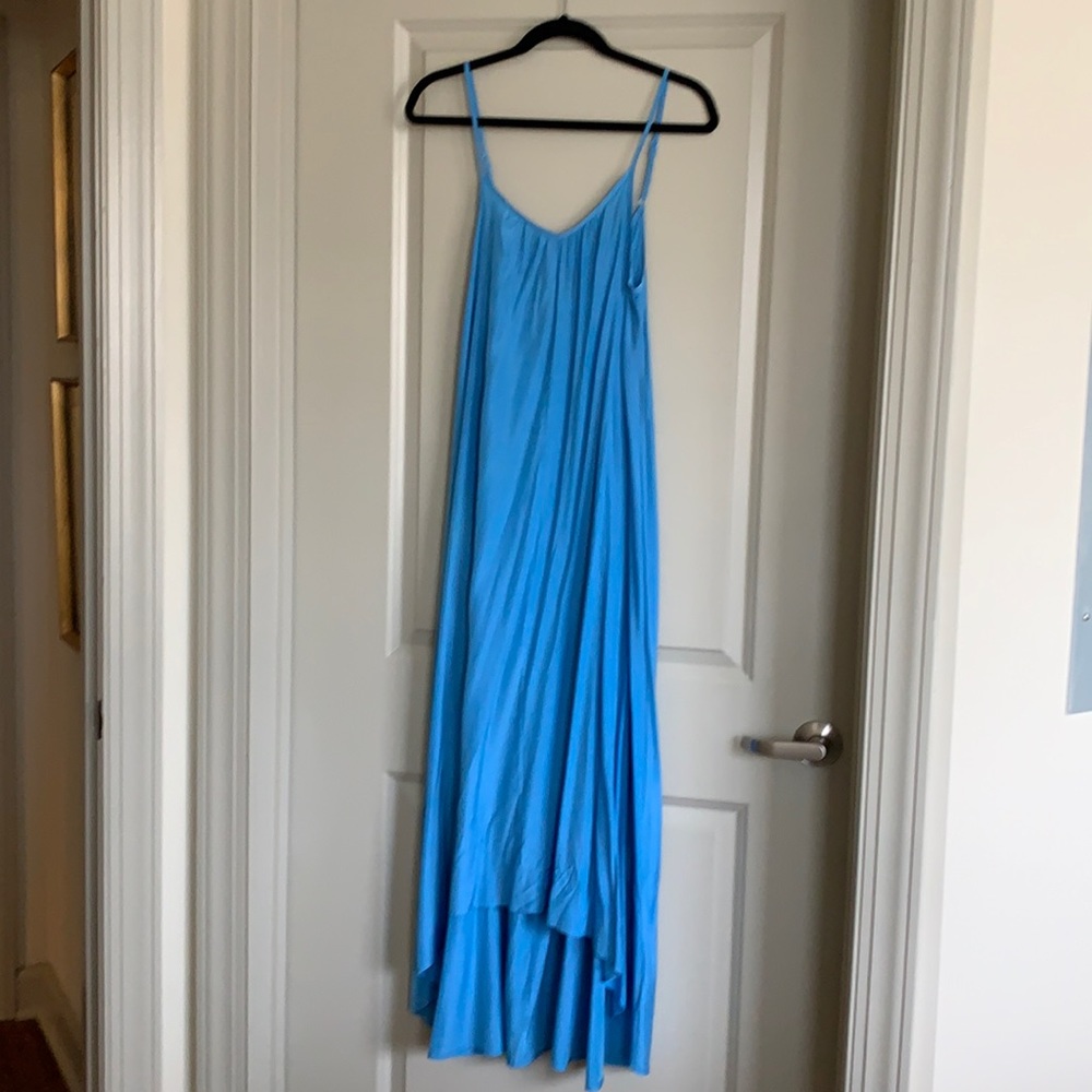 Pink Stitch Blue Maxi Dress
